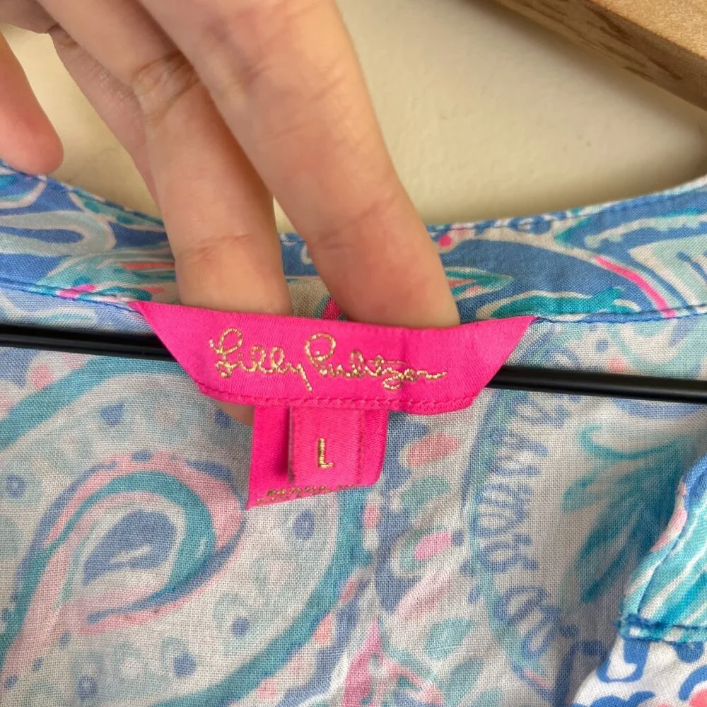 Lilly Pulitzer Blue Paisley Printed Charlee Tunic Mini Dress